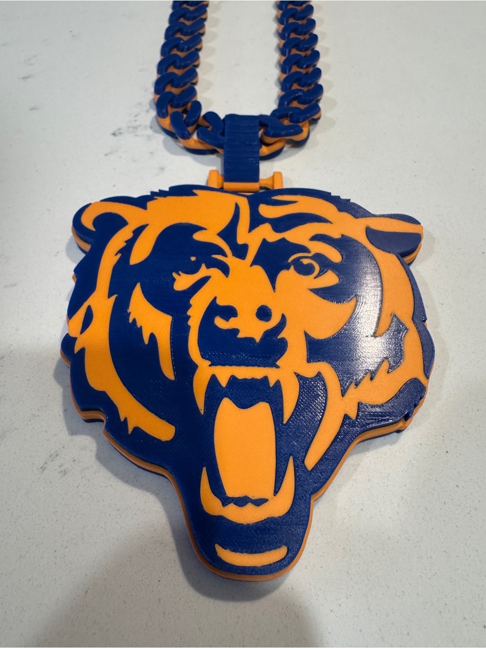 Chicago Bears 3D Printed Oversized Statement Chain & Logo Pendant Necklace - Picture 6 of 12